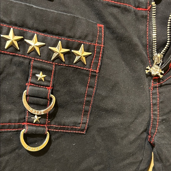 Vintage Tripp NYC Black and Red Flare Pants/ long board shorts - Picture 3 of 5